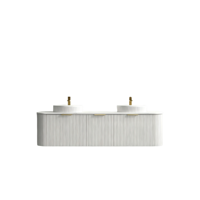 600-1800*455*450mm INF RIO Matt White Plywood Fluted Wall Hung Vanity