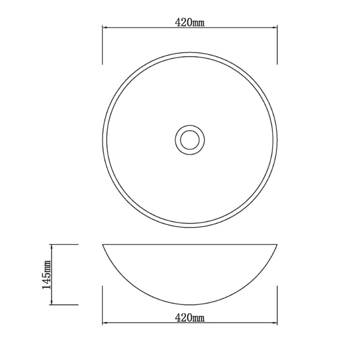 420*420*145mm Black Tempered Glass Round Above Counter Art Basin