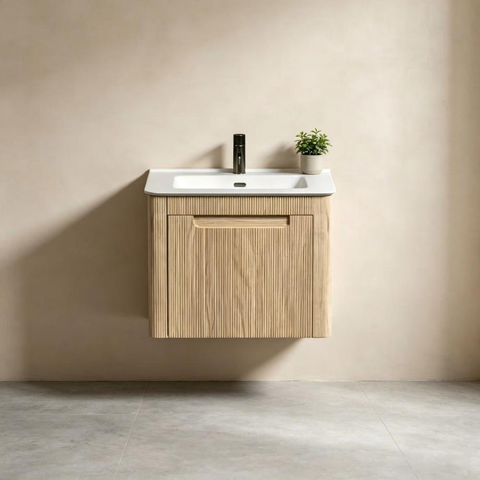 600-1500*450*460mm Sunny Line R Curved Timber Plywood Fluted Wall Hung Vanity
