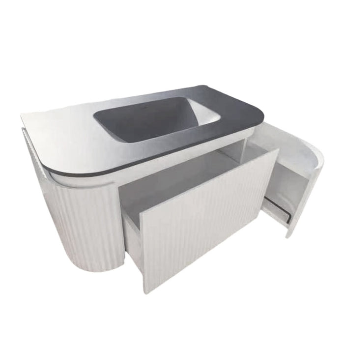 600-1800*500*400mm Lukka Estella Modern Matt White PVC Fluted Wall Hung Vanity