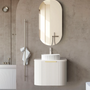 600*460*450mm OTTI Bondi Stain White High Moisture Resistant Plywood Curve Fluted Bathroom Cabinet Wall Hung Vanity - HD reno