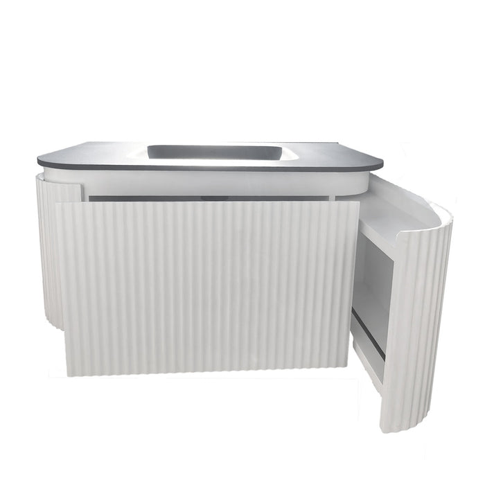600-1800*500*400mm Lukka Estella Modern Matt White PVC Fluted Wall Hung Vanity