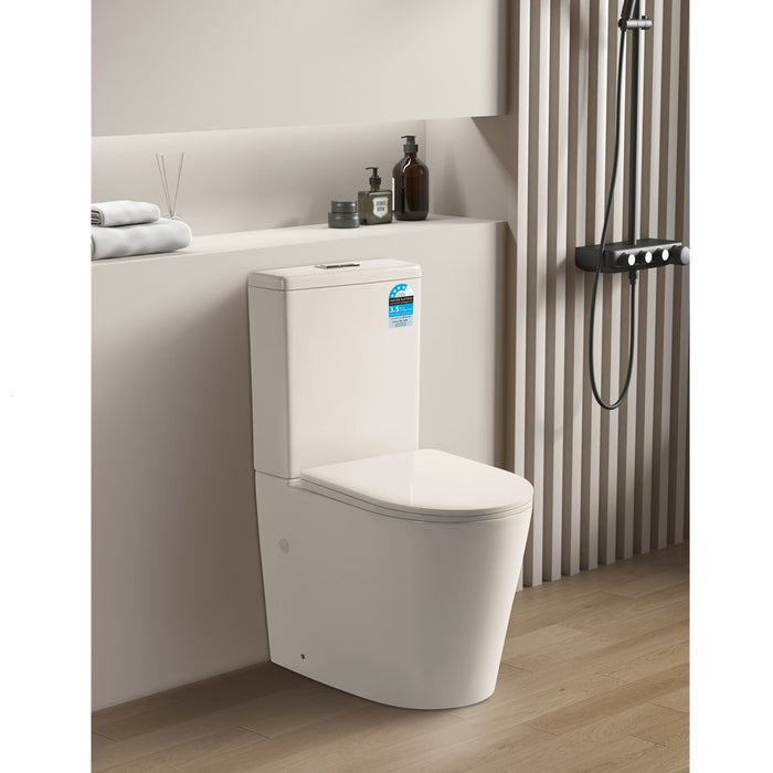 605*380*870mm Poseidon Avis Gloss White Rimless Compact Back To Wall Toilet