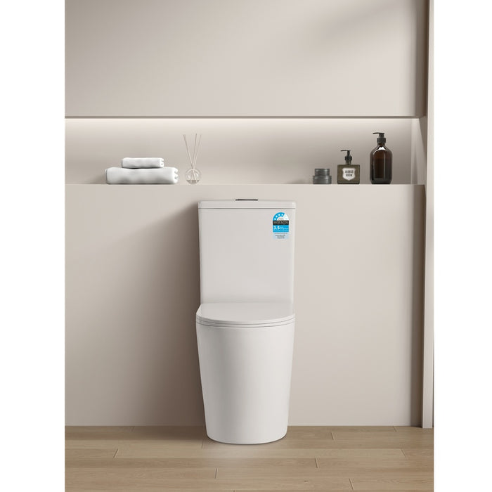 605*380*870mm Poseidon Avis Gloss White Rimless Compact Back To Wall Toilet