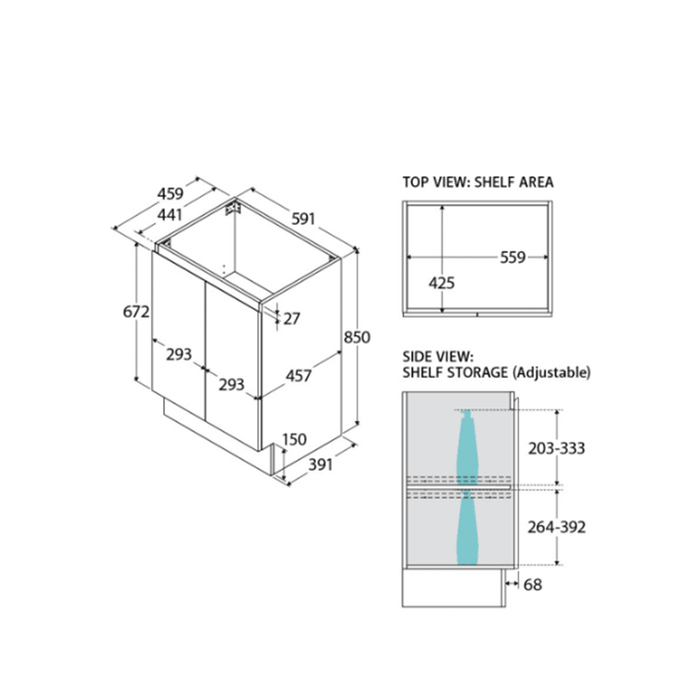 600-1800*400*850mm Door & Drawer Floor Standing Vanity