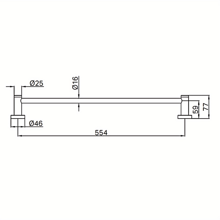 600/800mm Nero Dolce II Round 304 Stainless Steel Single Towel Rail