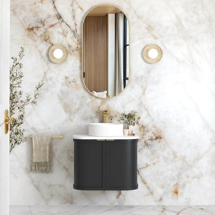 600-1800*452*450mm OTTI Hampshire Stain Black High Moisture Resistant Plywood Curve Wall Hung Vanity