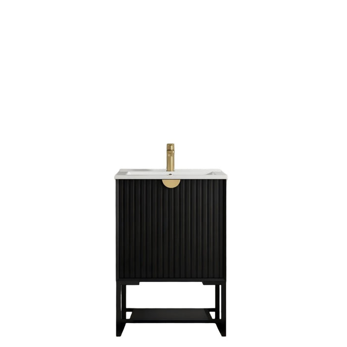 600-1500*460*840mm OTTI Marlo Matt Black Bathroom Freestanding Vanity With Legs
