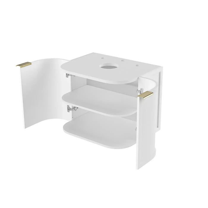 600-1800*452*450mm OTTI Hampshire Stain White High Moisture Resistant Plywood Curve Wall Hung Vanity