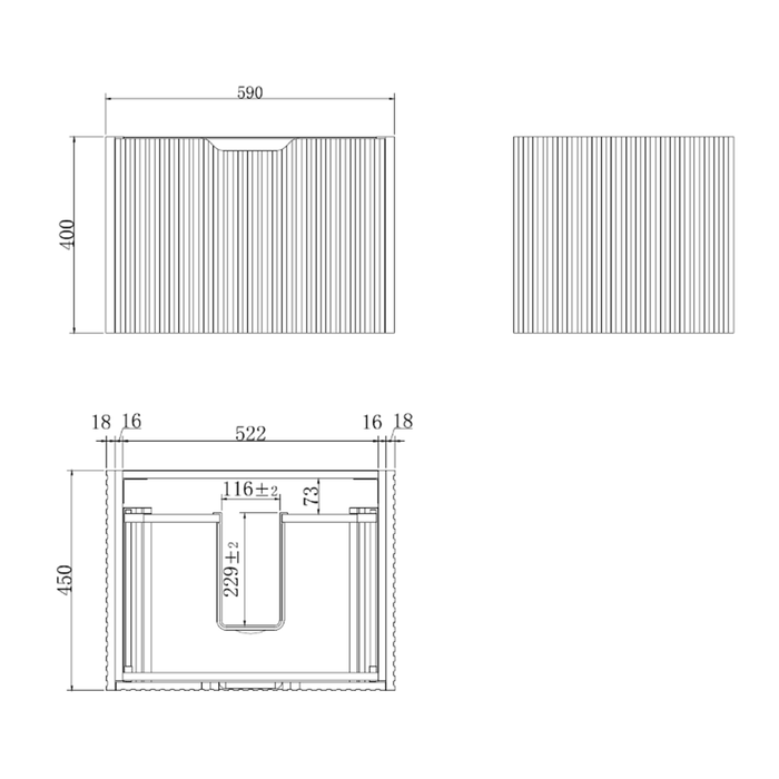600-1800*450*400mm ABS Vienna White Oak MR Melamined Board Panel With PVC Coating Fluted Wall Hung Vanity