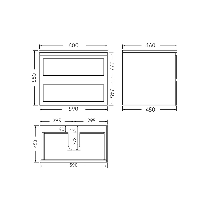 600-1500*460*560mm Poseidon Matt White Bathroom Wall Hung Vanity