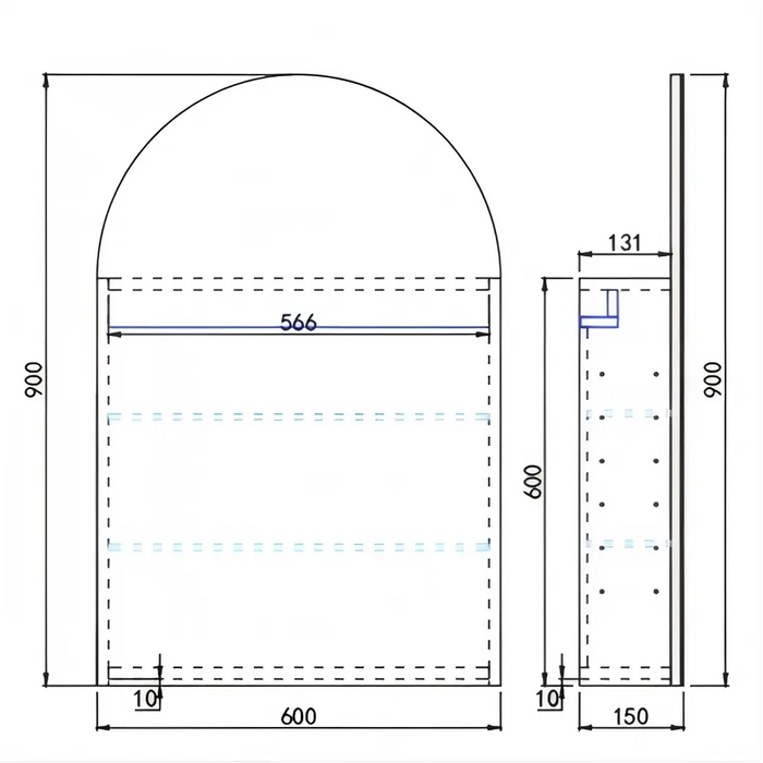 600*900mm Poseidon LED Olivia Arch Copper-free Polyurethane Shaving Cabinet