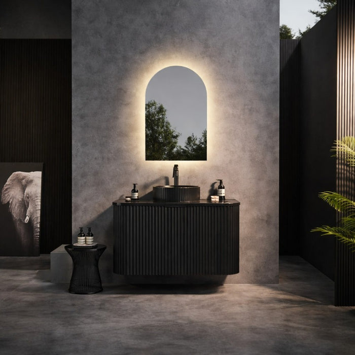 600-1800*500*470mm Poseidon Avalon Matt Black PVC Fluted Wall Hung Bathroom Vanity