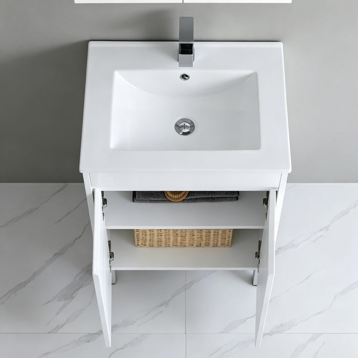 600-750*460*880mm Poseidon Standard With Kickboard PVC Gloss White Freestanding Vanity