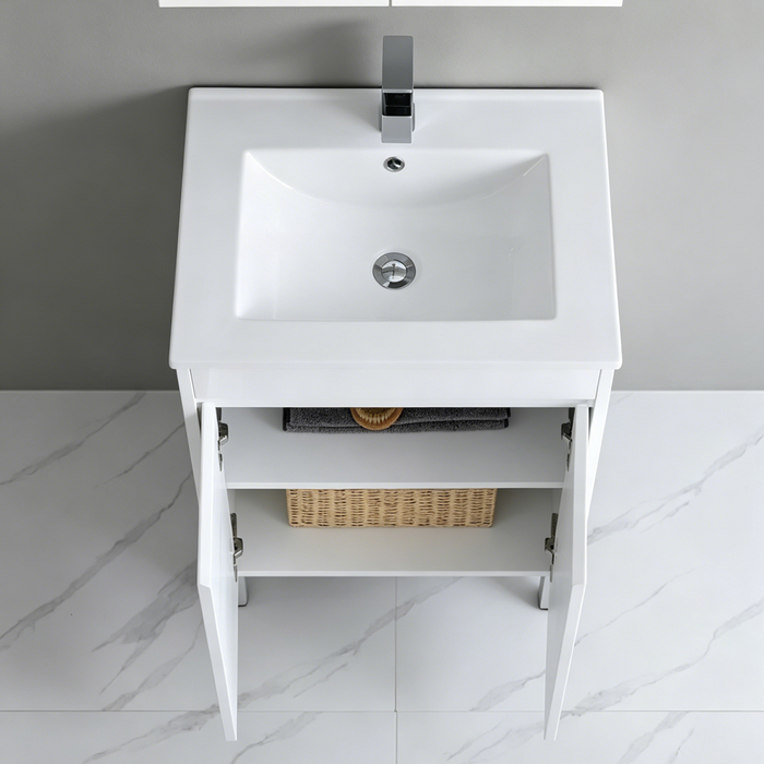 600-750*460*880mm Poseidon Standard With Legs PVC Gloss White Freestanding Vanity