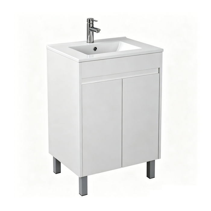 600-750*460*880mm Poseidon Standard With Legs PVC Gloss White Freestanding Vanity
