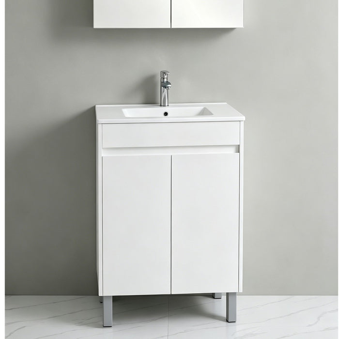 600-750*460*880mm Poseidon Standard With Legs PVC Gloss White Freestanding Vanity