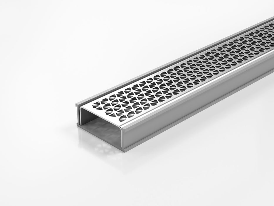 Slimline Linear Drainage system with Marc Newson Design (MND) grate style