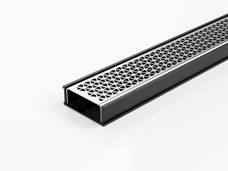 Slimline Linear Drainage system with Marc Newson Design (MND) grate style