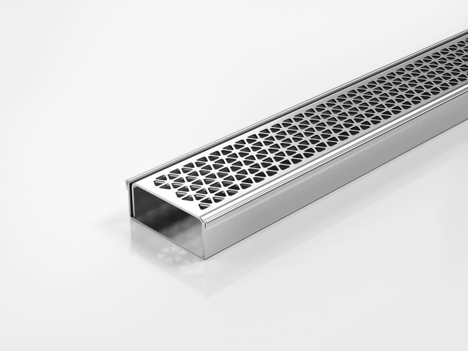 Slimline Linear Drainage system with Marc Newson Design (MND) grate style