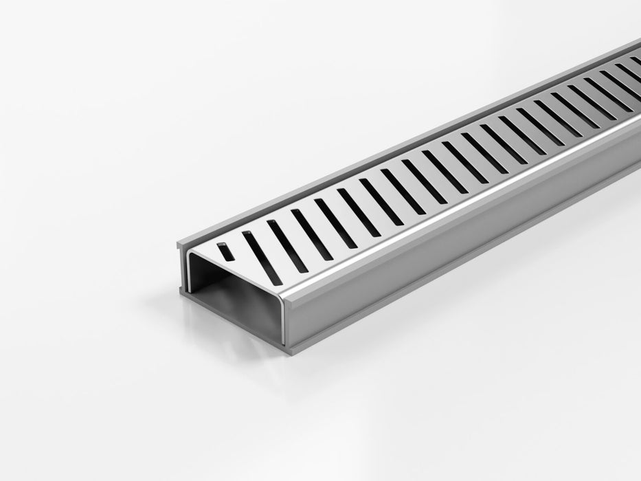 Slimline Linear Drainage system with Punched Angle Slot (PAS) grate style