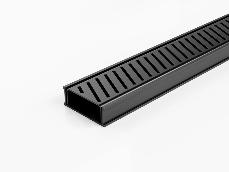 Slimline Linear Drainage system with Punched Angle Slot (PAS) grate style