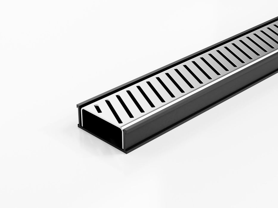 Slimline Linear Drainage system with Punched Angle Slot (PAS) grate style