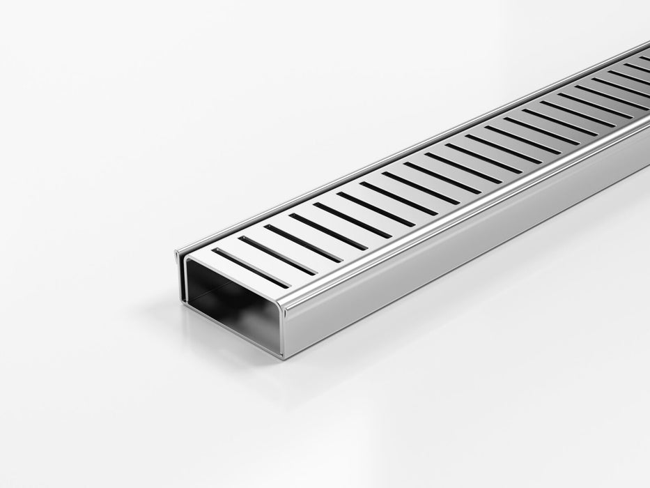 Slimline Linear Drainage system with Punched Perpendicular Slot (PPS) grate style