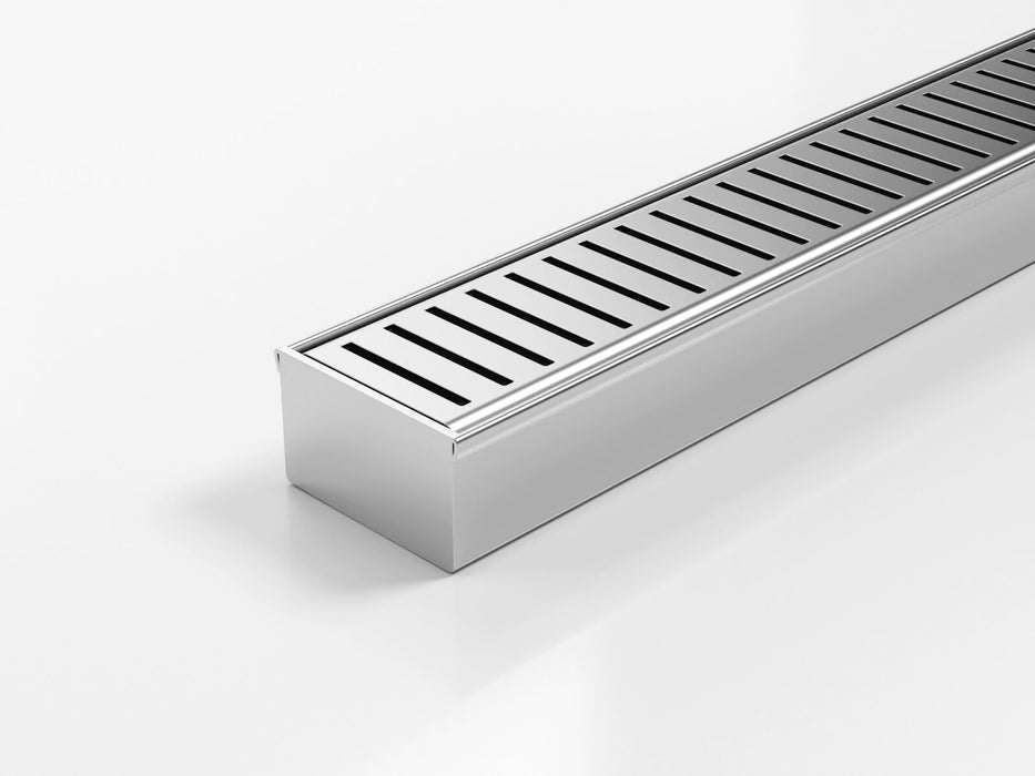Slimline Linear Drainage system with Punched Perpendicular Slot (PPS) grate style