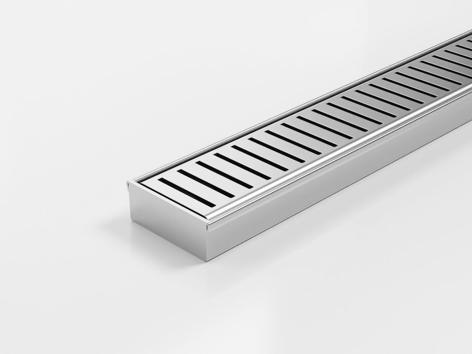 Slimline Linear Drainage system with Punched Perpendicular Slot (PPS) grate style