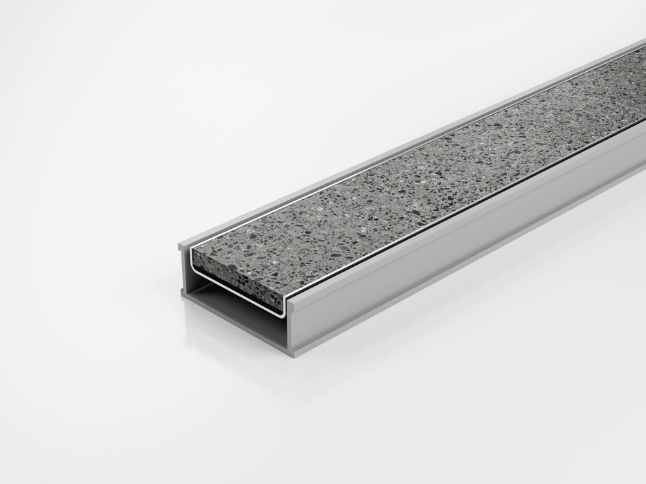 Slimline Linear Drainage system with standard (1.5mm thickness) Tile Insert (Ti) grate style