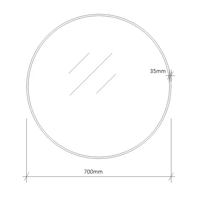 700*700*38mm Mercio Matt Black Steel Copper-free Glass Round Framed Mirror