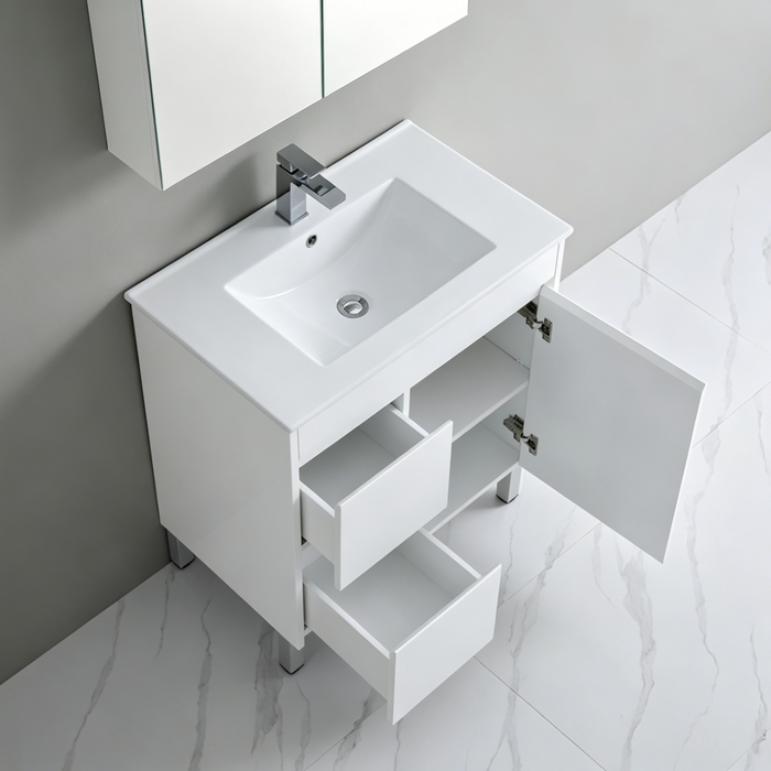 600-750*460*880mm Poseidon Standard With Legs PVC Gloss White Freestanding Vanity