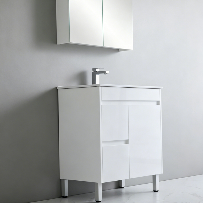 600-750*460*880mm Poseidon Standard With Legs PVC Gloss White Freestanding Vanity