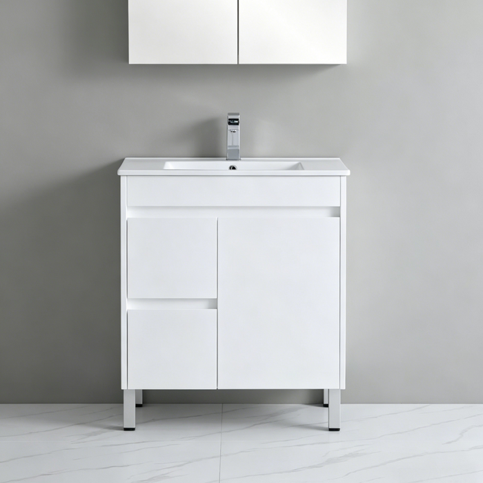 600-750*460*880mm Poseidon Standard With Legs PVC Gloss White Freestanding Vanity
