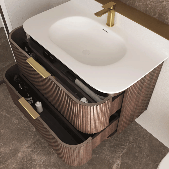 600-1800*490*550mm Otti Havana Sable Walnut Fluted Curve Wall Hung Vanity