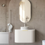 750*460*450mm OTTI Bondi Stain White High Moisture Resistant Plywood Curve Fluted Bathroom Cabinet Wall Hung Vanity - HD reno