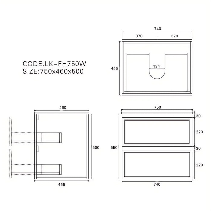 600-1500*460*500mm Lukka Hamilton Federation Matt White PVC Wall Hung Vanity