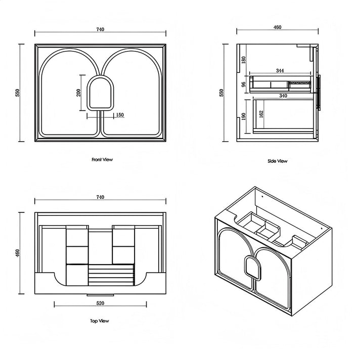 600-1800*460*550mm OTTI Laguna Mark Il Matt White High Moisture Resistant Plywood Wall Hung Vanity
