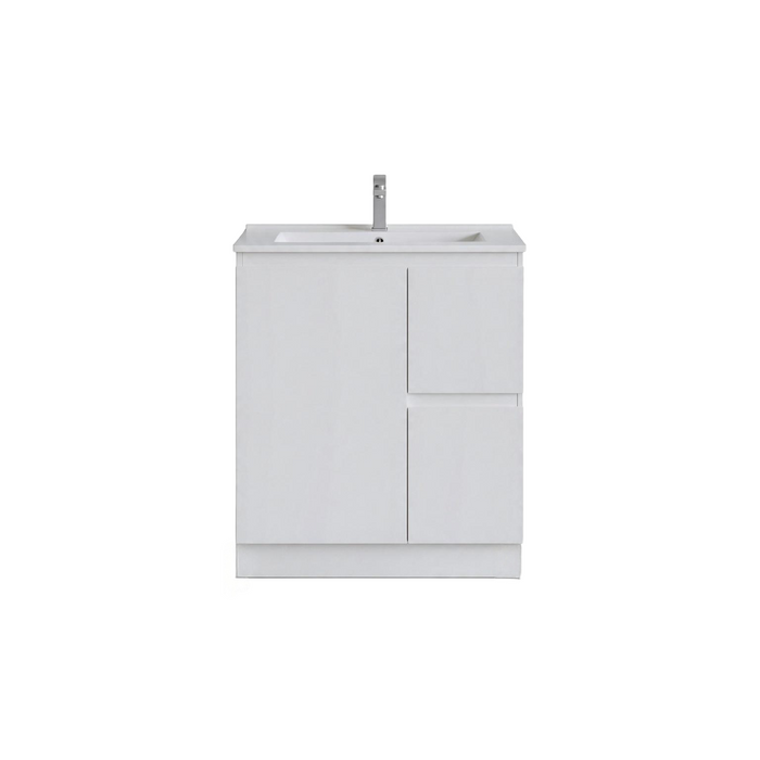 600/750/900*360*860mm Poseidon Nordic Slim White PVC Bathroom Freestanding Vanity