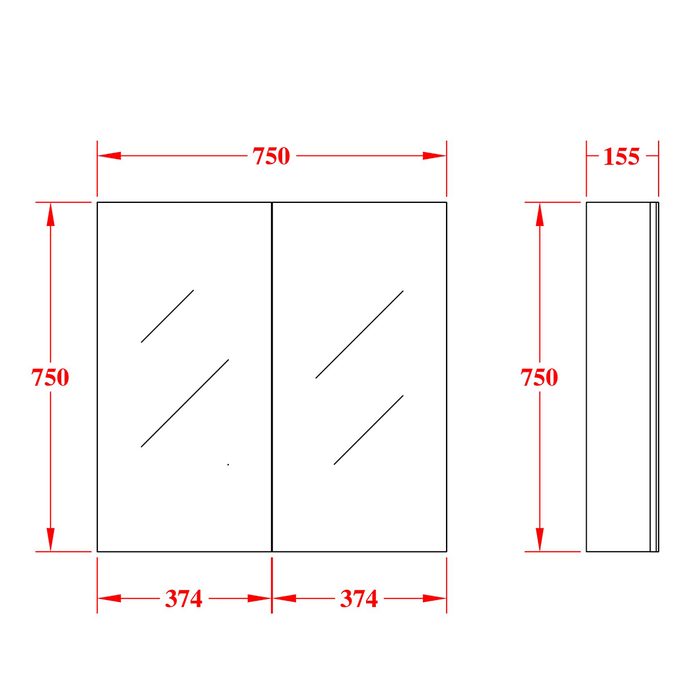 600-1500*750*155mm Poseidon Evie Natural Oak Moisture Resistant Plywood Glass Rectangle Shaving Cabinet