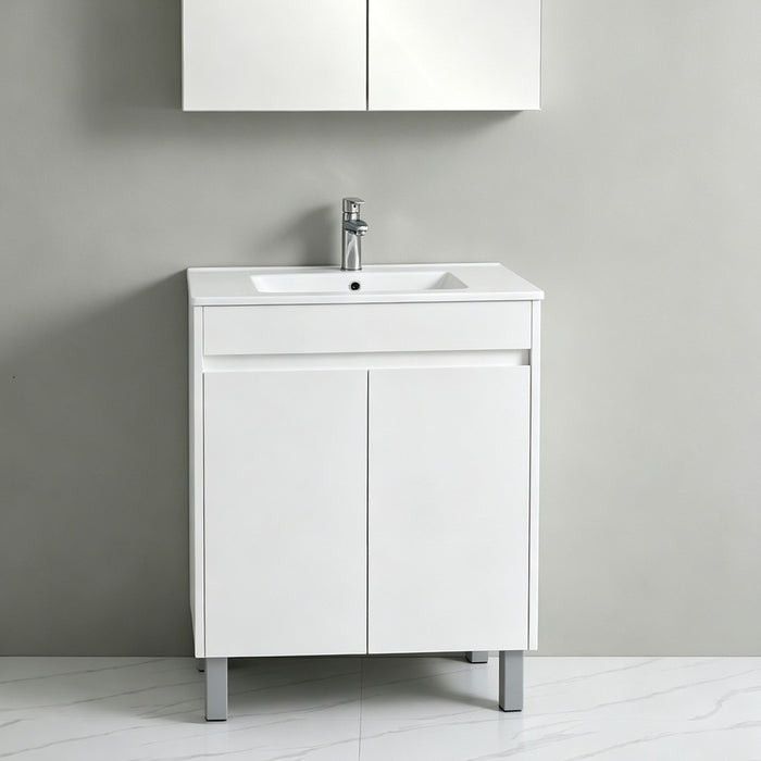 600-750*460*880mm Poseidon Standard With Legs PVC Gloss White Freestanding Vanity