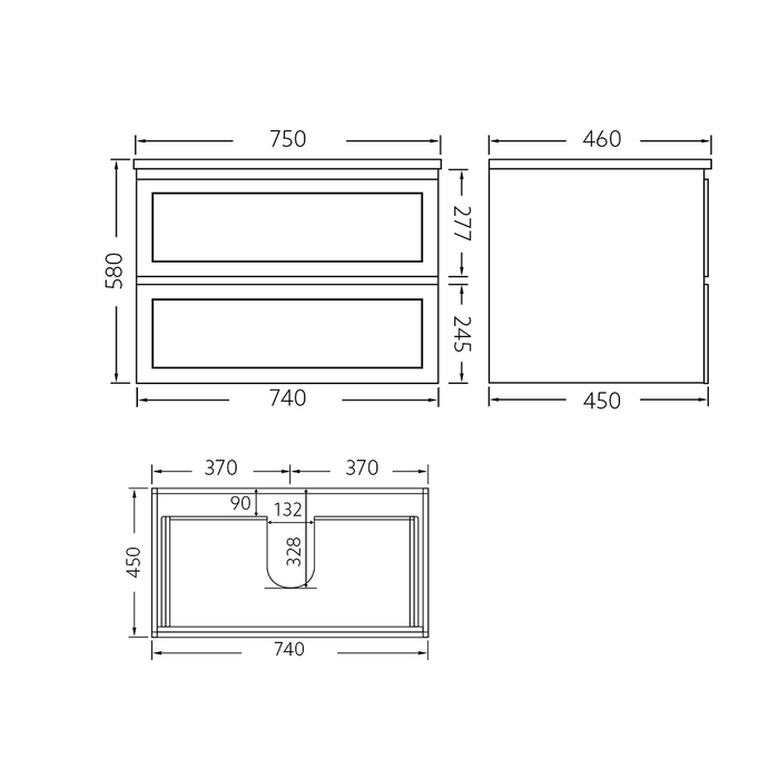 600-1500*460*560mm Poseidon Matt White Bathroom Wall Hung Vanity
