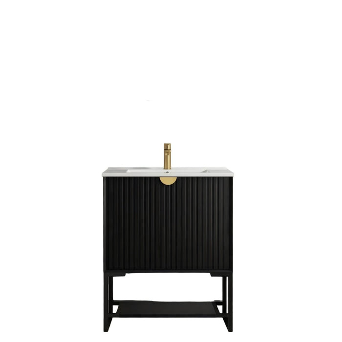600-1500*460*840mm OTTI Marlo Matt Black Bathroom Freestanding Vanity With Legs