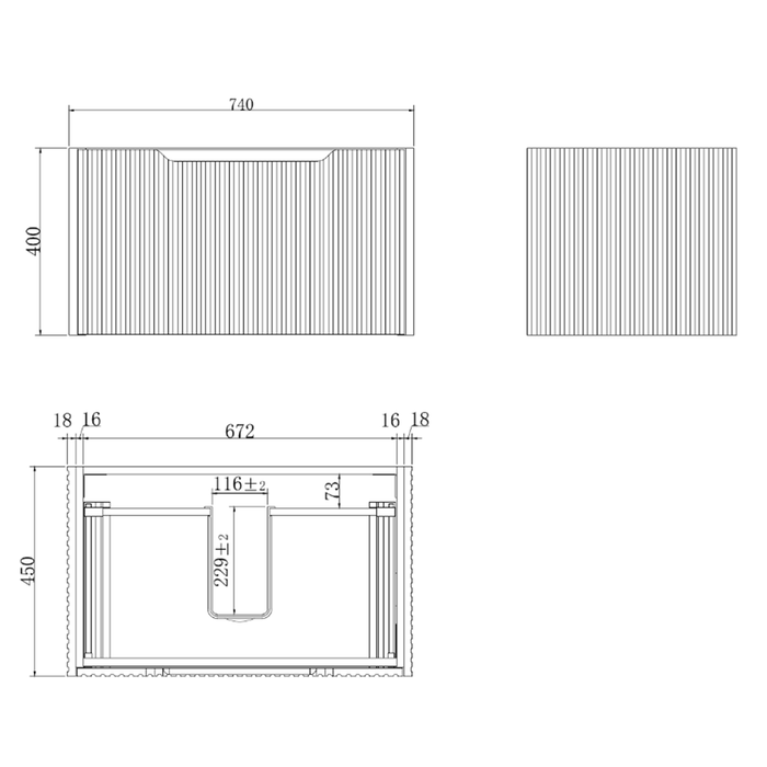 600-1800*450*400mm ABS Vienna White Oak MR Melamined Board Panel With PVC Coating Fluted Wall Hung Vanity