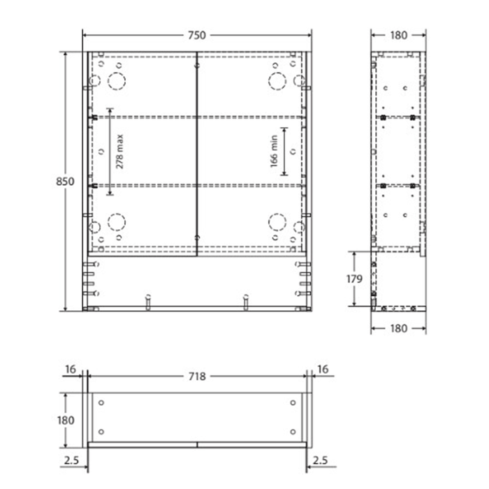750-1200*850*180mm Fienza Industrial Copper-free Glass Rectangle Pencil Edge Shaving Cabinet With Shelf