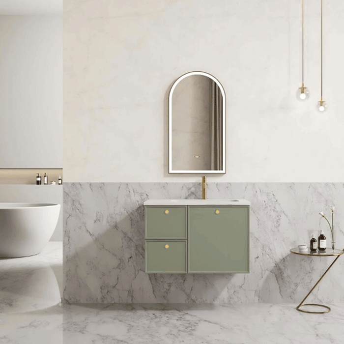 600-1500*455*480mm Poseidon CETO Miami Olive Green PVC Wall Hung Bathroom Vanity Cabinet