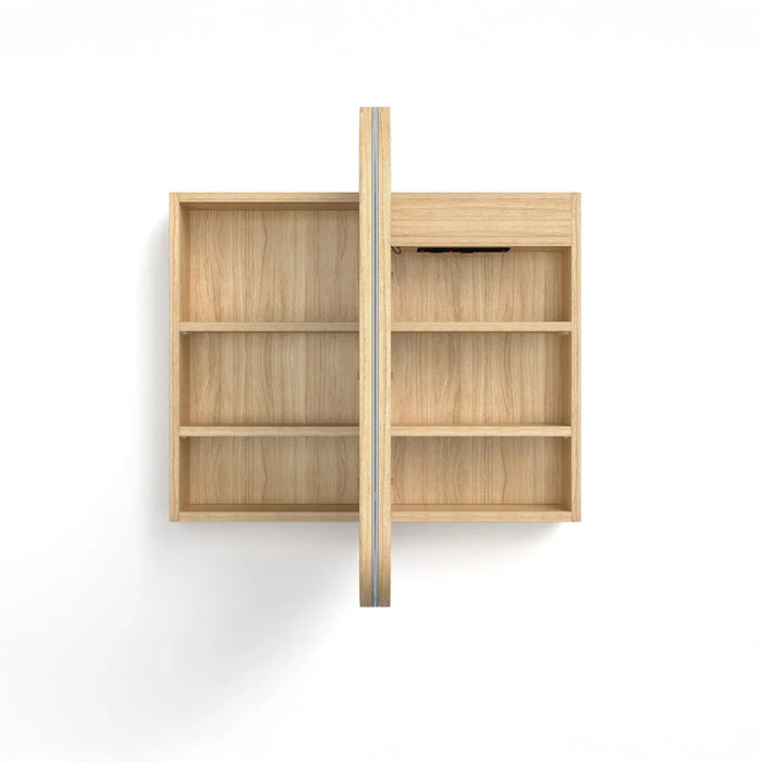 900-1500*750mm Otti LED Newport Woodland Oak Rectangle Curved Moisture Resistant Plywood Shaving Cabinet