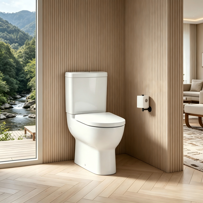 600*406*835mm Kohler Reach Compact White Box Rim Rear/Side Inlet Back To Wall Toilet Suite