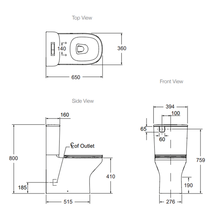 650*394*800mm Kohler ModernLife Elite Seat Back to Wall Toilets